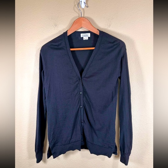 Cartier Uniformes 100% Wool Black Cardigan Ribbed Cuffs / Waist Women's Size S